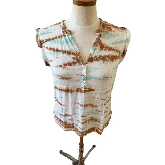 YFB Young Fabulous & Broke white and brown tie dye top - Picture 1 of 6